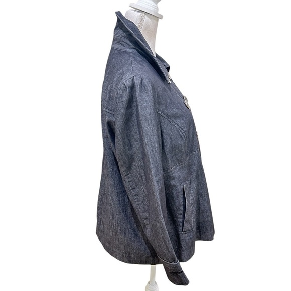 Sandro Gray Double-Breasted lightweight denim jean Jacket front pockets large - Picture 6 of 9